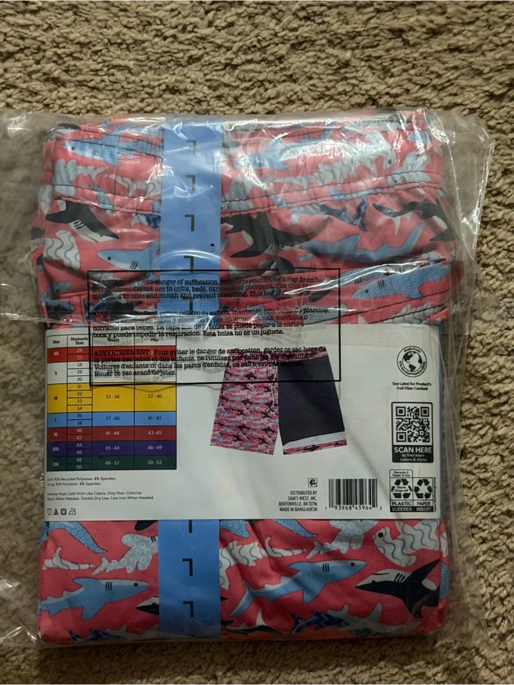 Men's resort Pink Shark Resort Swim Trunks - Large